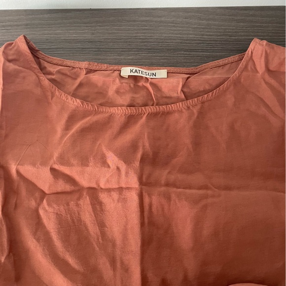 KATESUN (Italian Brand) Burnt Orange / Bronze Short Sleeve Open Back Viscose Top - Picture 3 of 8